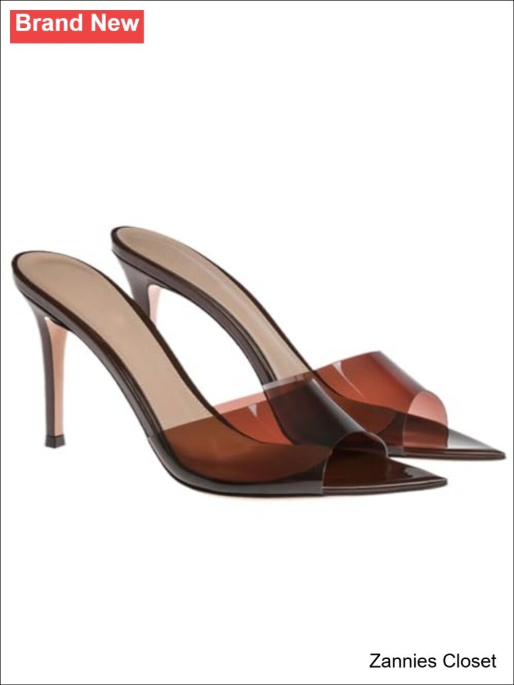 ✨ Pointed Toe Slingback Stiletto Heel Sandals TPU Rubber Summer Dress Shoes